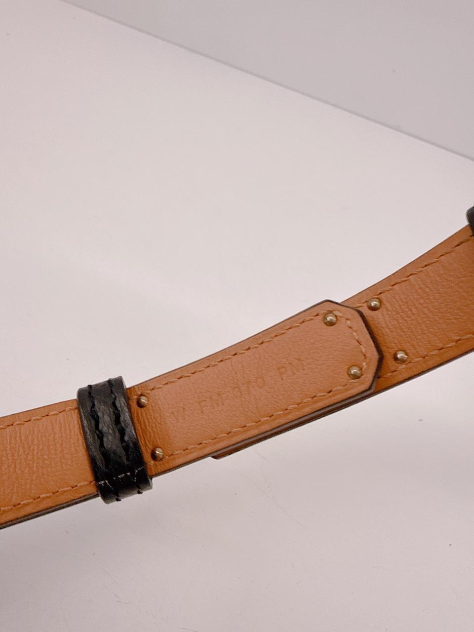 BLACK EPSOM AND CALFSKIN LEATHER KELLY 18 BELT