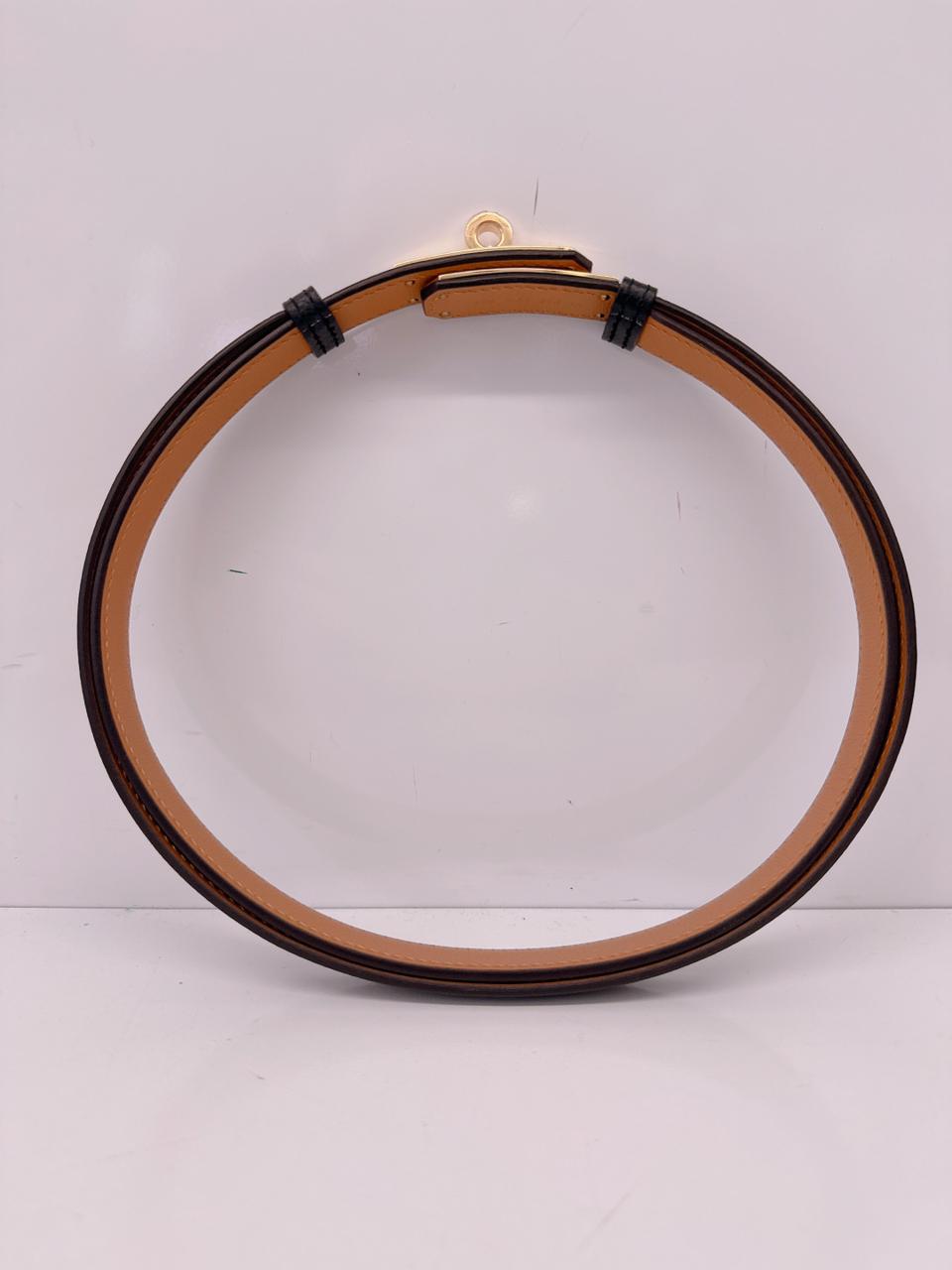 BLACK EPSOM AND CALFSKIN LEATHER KELLY 18 BELT