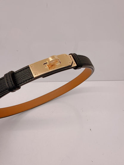 BLACK EPSOM AND CALFSKIN LEATHER KELLY 18 BELT