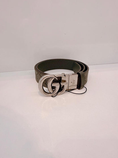 GRAY GG SUPREME CANVAS MARMONT REVERSIBLE BELT 75CM