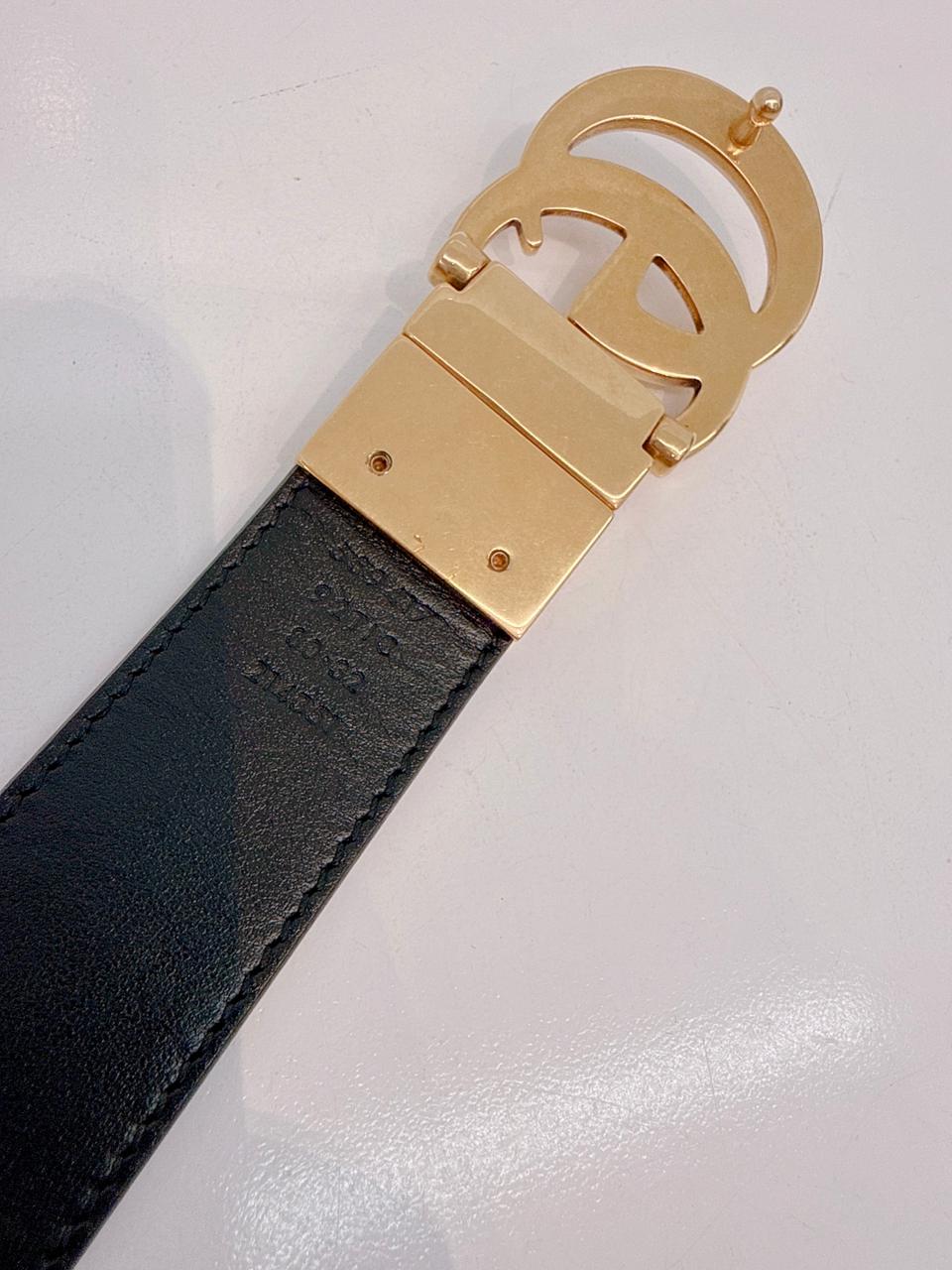 BEIGE GG SUPREME CANVAS  AND LEATHER MARMONT BELT 80/32