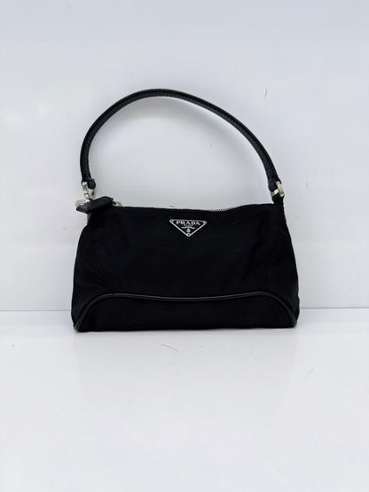 BLACK NYLON TESSUTO TOP HANDLE BAG