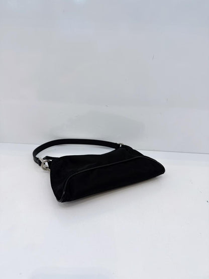 BLACK NYLON TESSUTO TOP HANDLE BAG