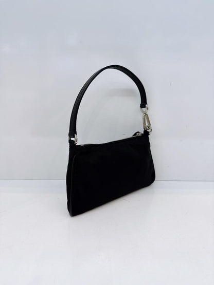 BLACK NYLON TESSUTO TOP HANDLE BAG