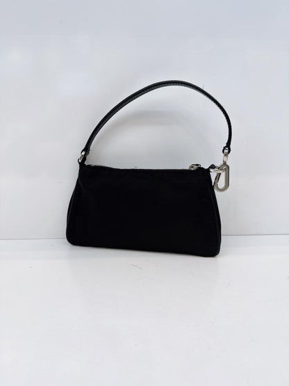 BLACK NYLON TESSUTO TOP HANDLE BAG
