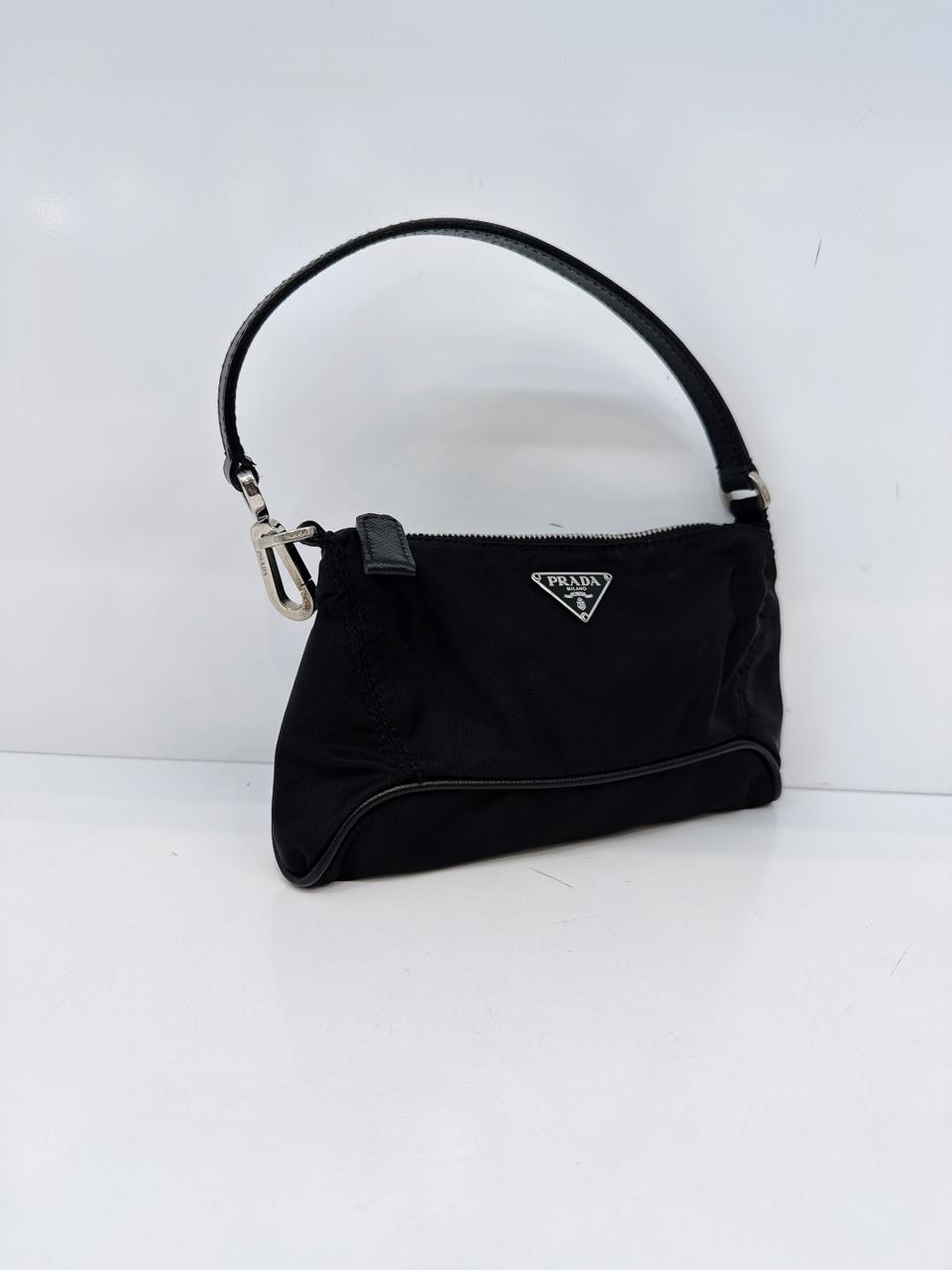 BLACK NYLON TESSUTO TOP HANDLE BAG