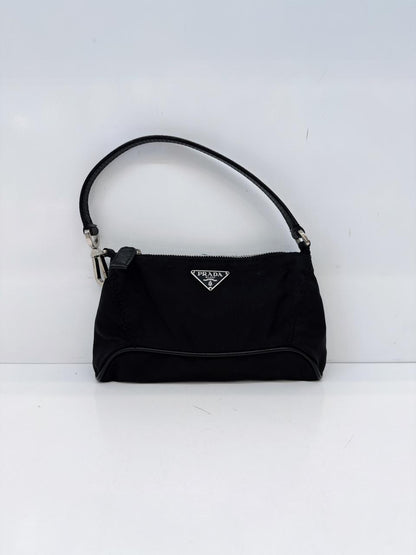 BLACK NYLON TESSUTO TOP HANDLE BAG