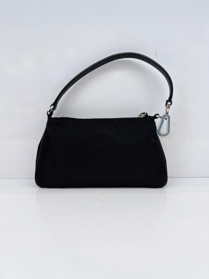 BLACK NYLON TESSUTO TOP HANDLE BAG