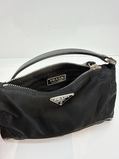 BLACK NYLON TESSUTO TOP HANDLE BAG