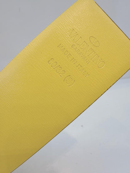 YELLOW BEIGE LEATHER VLOGO REVERSIBLE BELT 80/32 (S)