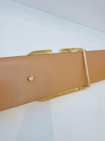 YELLOW BEIGE LEATHER VLOGO REVERSIBLE BELT 80/32 (S)
