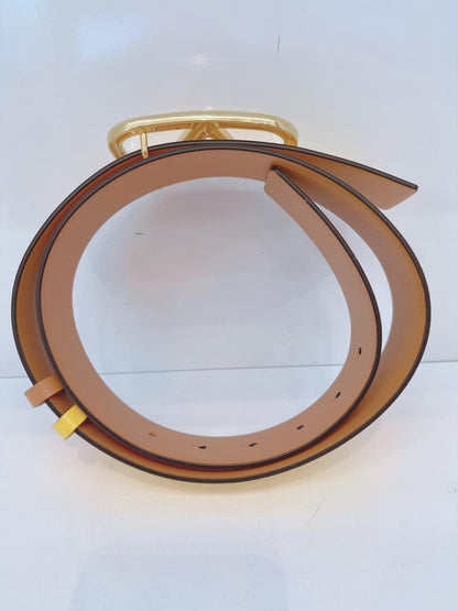 YELLOW BEIGE LEATHER VLOGO REVERSIBLE BELT 80/32 (S)