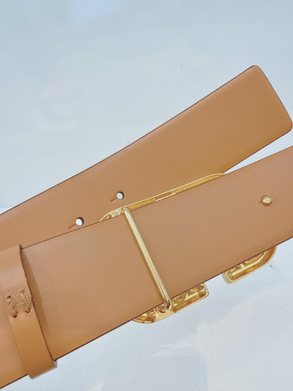 YELLOW BEIGE LEATHER VLOGO REVERSIBLE BELT 80/32 (S)