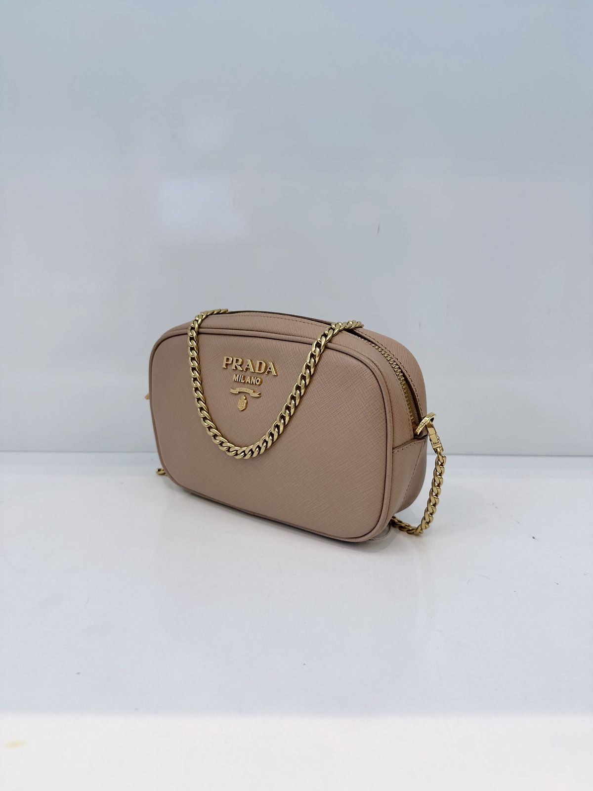 BEIGE SAFFIANO LUX LEATHER CAMERA CHAIN SHOULDER AND BELT BAG