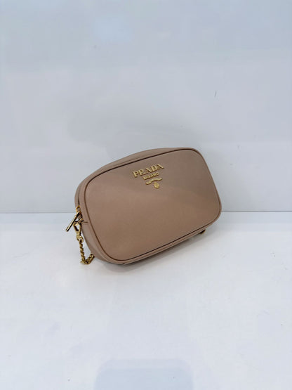 BEIGE SAFFIANO LUX LEATHER CAMERA CHAIN SHOULDER AND BELT BAG