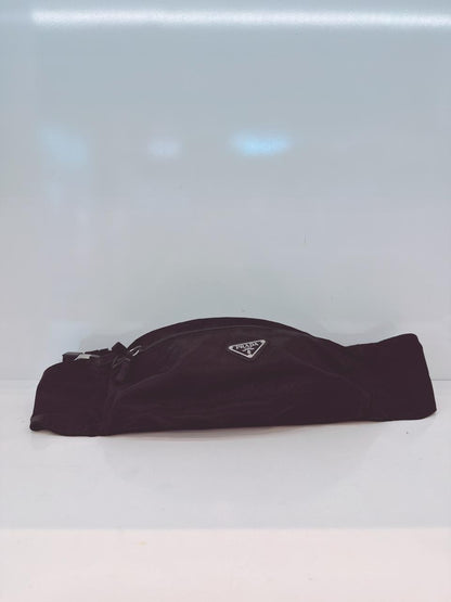 BLACK NYLON DOUBLE ZIP BELT BAG
