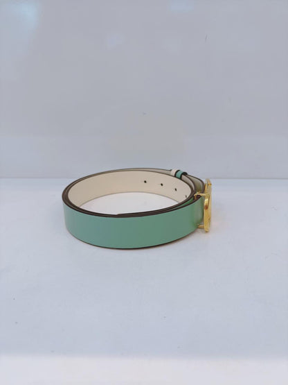 MINT GREEN WHITE LEATHER VLOGO REVERSIBLE BELT 85/34 (S)