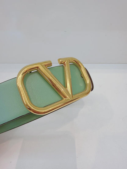 MINT GREEN WHITE LEATHER VLOGO REVERSIBLE BELT 85/34 (S)