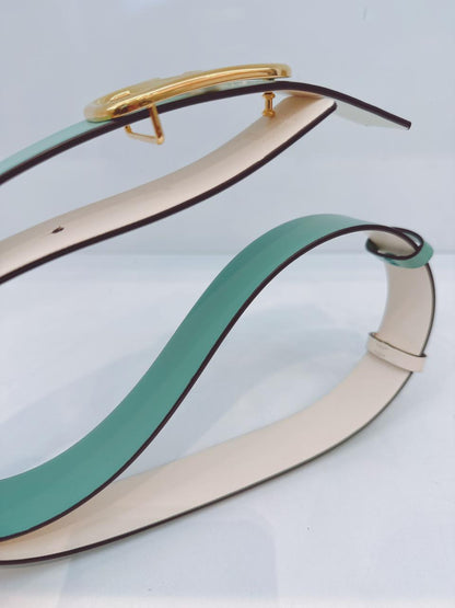 MINT GREEN WHITE LEATHER VLOGO REVERSIBLE BELT 85/34 (S)