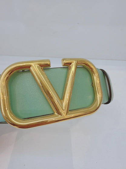 MINT GREEN WHITE LEATHER VLOGO REVERSIBLE BELT 85/34 (S)