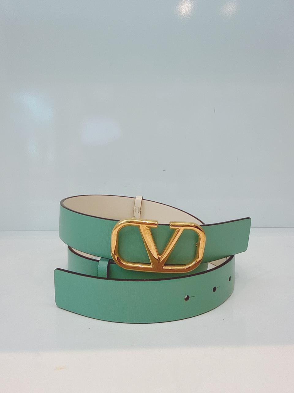 MINT GREEN WHITE LEATHER VLOGO REVERSIBLE BELT 85/34 (S)