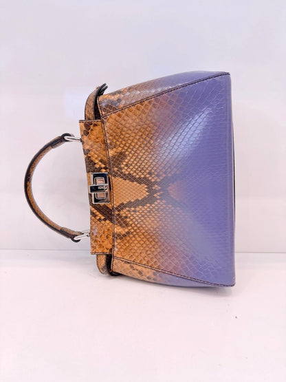 BROWN PURPLE SNAKESKIN SHINY NAPPA SFUMATO ICONIC MINI PEEKABOO BAG