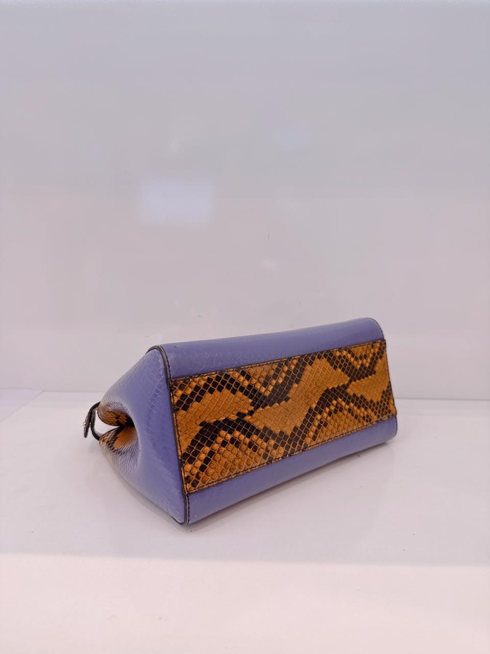 BROWN PURPLE SNAKESKIN SHINY NAPPA SFUMATO ICONIC MINI PEEKABOO BAG