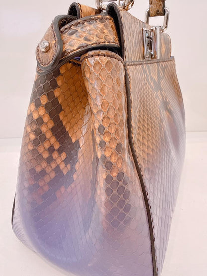 BROWN PURPLE SNAKESKIN SHINY NAPPA SFUMATO ICONIC MINI PEEKABOO BAG