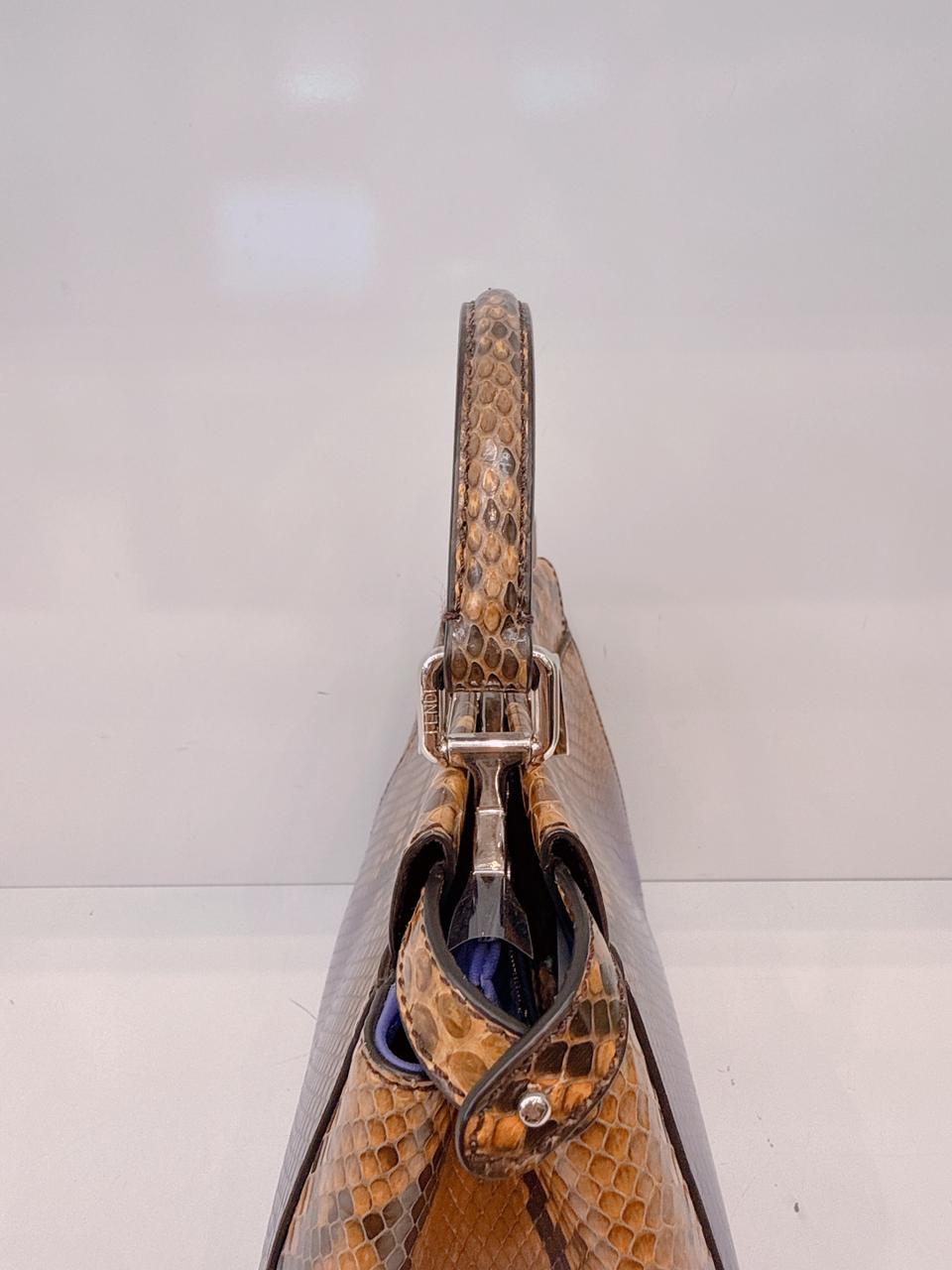 BROWN PURPLE SNAKESKIN SHINY NAPPA SFUMATO ICONIC MINI PEEKABOO BAG