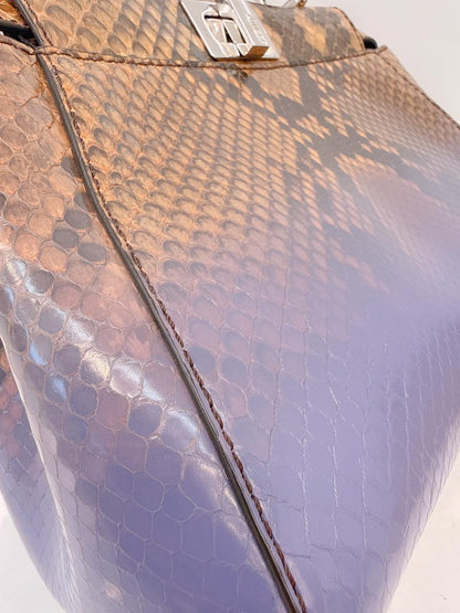 BROWN PURPLE SNAKESKIN SHINY NAPPA SFUMATO ICONIC MINI PEEKABOO BAG