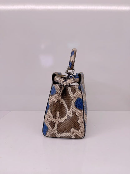 FENDI BLUE BEIGE PYTHON MINI PEEKABOO BAG