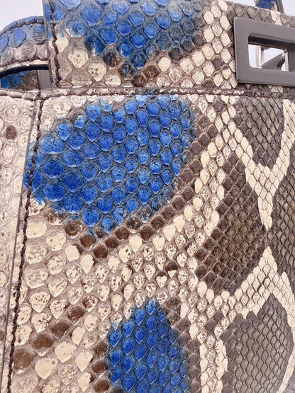 FENDI BLUE BEIGE PYTHON MINI PEEKABOO BAG