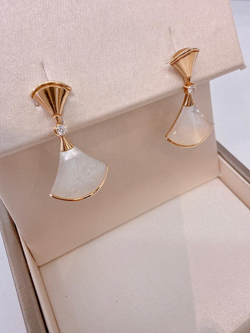 18K ROSE GOLD MOTHER OF PEARL DIAMOND DIVA'S DREAM EARRINGS