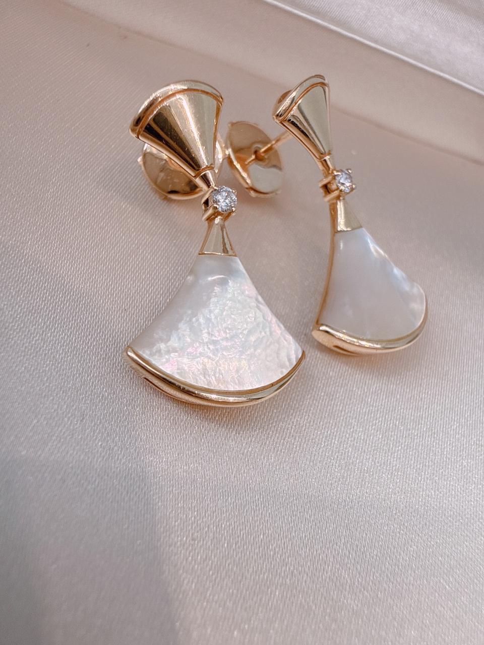 18K ROSE GOLD MOTHER OF PEARL DIAMOND DIVA'S DREAM EARRINGS