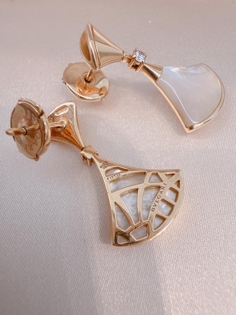 18K ROSE GOLD MOTHER OF PEARL DIAMOND DIVA'S DREAM EARRINGS