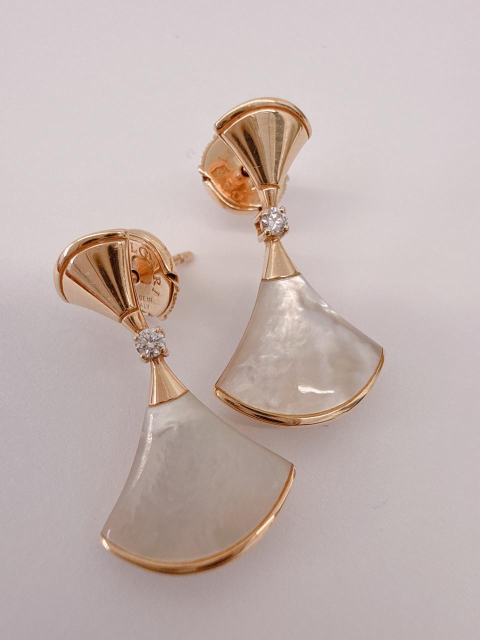 18K ROSE GOLD MOTHER OF PEARL DIAMOND DIVA'S DREAM EARRINGS