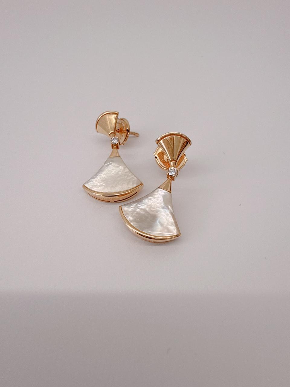 18K ROSE GOLD MOTHER OF PEARL DIAMOND DIVA'S DREAM EARRINGS