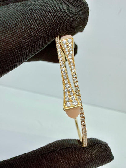 OPAL PINK AND YELLOW GOLD CLEO DIAMOND SLIM SLIP-ON BRACELET