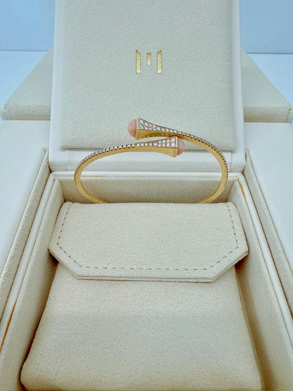 OPAL PINK AND YELLOW GOLD CLEO DIAMOND SLIM SLIP-ON BRACELET