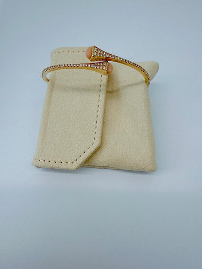 OPAL PINK AND YELLOW GOLD CLEO DIAMOND SLIM SLIP-ON BRACELET