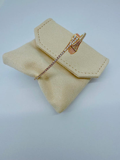 OPAL PINK AND YELLOW GOLD CLEO DIAMOND SLIM SLIP-ON BRACELET