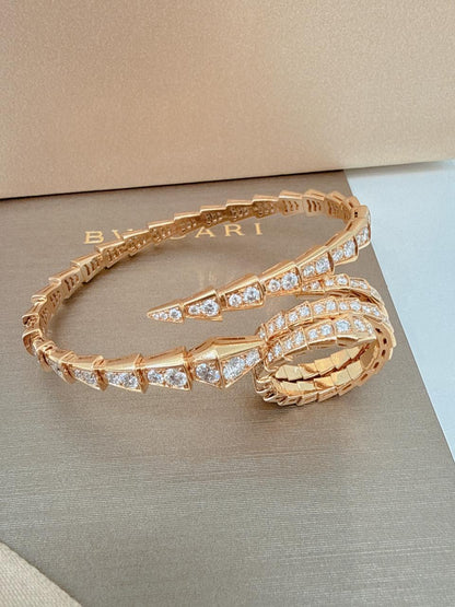 18K ROSE GOLD SERPENTI VIPER DIAMOND BRACELET AND RING SET