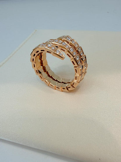 18K ROSE GOLD SERPENTI VIPER DIAMOND BRACELET AND RING SET
