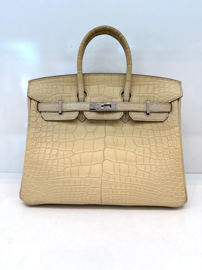 BETON MATTE ALLIGATOR BIRKIN 25 PALLADIUM HARDWARE