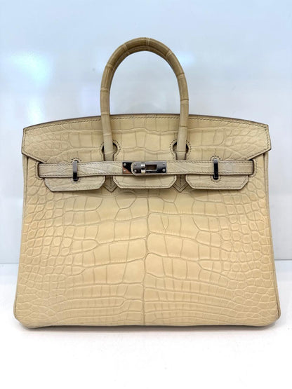 BETON MATTE ALLIGATOR BIRKIN 25 PALLADIUM HARDWARE
