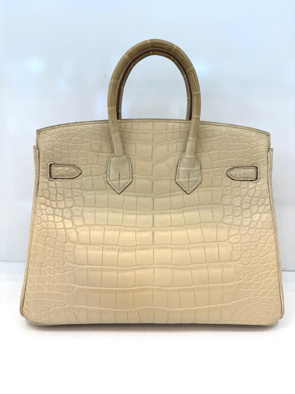 BETON MATTE ALLIGATOR BIRKIN 25 PALLADIUM HARDWARE