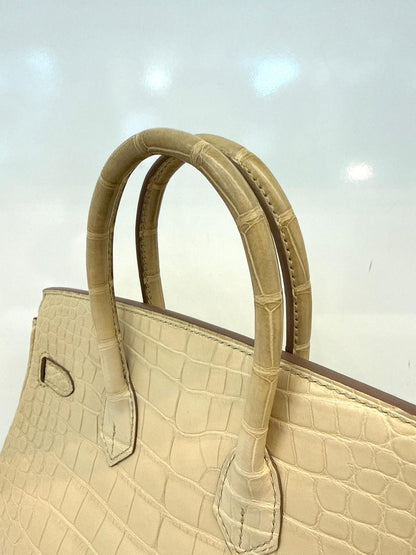 BETON MATTE ALLIGATOR BIRKIN 25 PALLADIUM HARDWARE