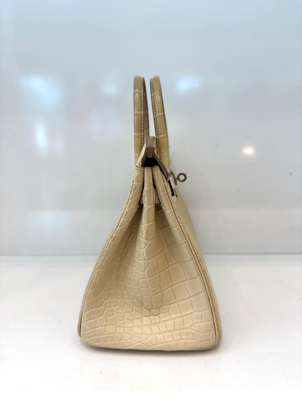BETON MATTE ALLIGATOR BIRKIN 25 PALLADIUM HARDWARE