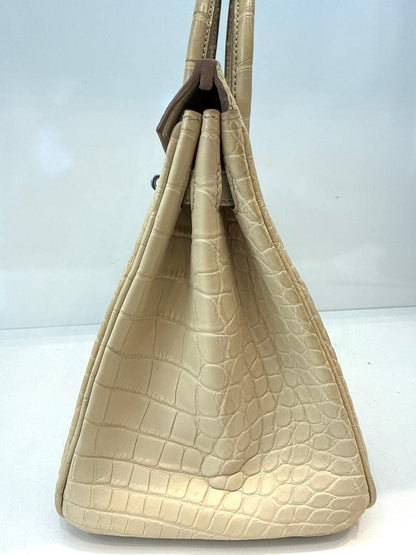 BETON MATTE ALLIGATOR BIRKIN 25 PALLADIUM HARDWARE