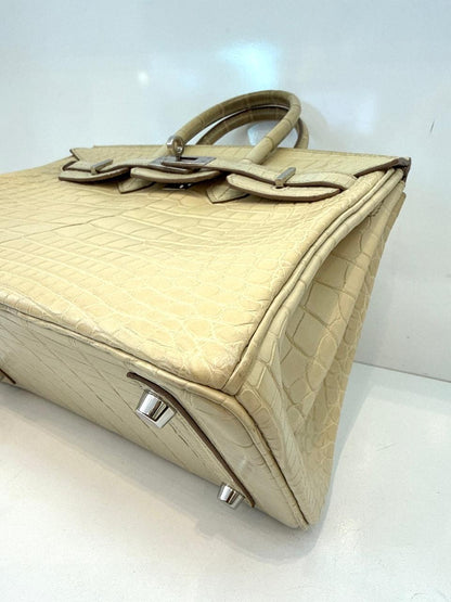 BETON MATTE ALLIGATOR BIRKIN 25 PALLADIUM HARDWARE